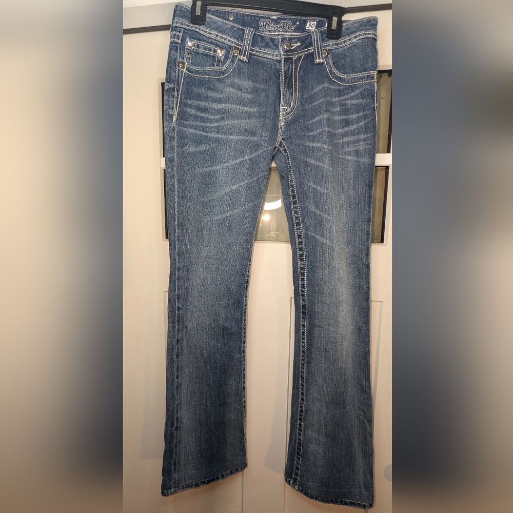 Miss Me Y2K Size 30 Cross Embellished Boot Cut blue jeans vintage